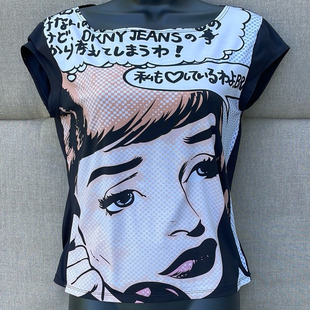 DKNY JEANS Vintage Graphic Pop Art Top